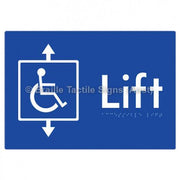 Braille Sign Accessible Lift - Braille Tactile Signs Aust. - BTS95-blu - Custom Signs - Fast Shipping - High Quality - Australian Made &amp; Owned