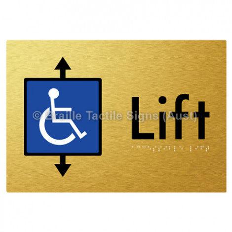 Braille Sign Accessible Lift - Braille Tactile Signs Aust. - BTS95-aliG - Custom Signs - Fast Shipping - High Quality - Australian Made &amp; Owned