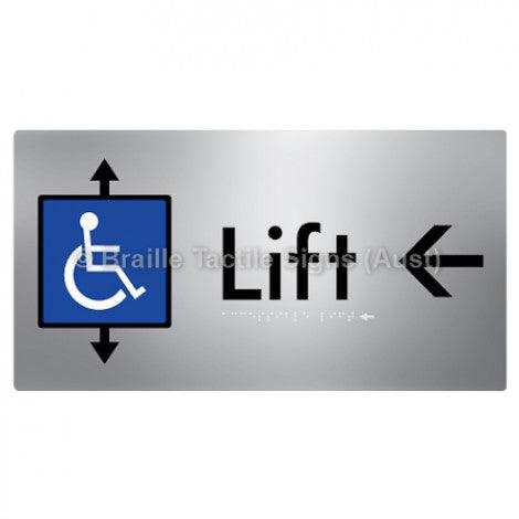 Braille Sign Accessible Lift w/ Large Arrow: L - Braille Tactile Signs Aust. - BTS96->L-aliS - Custom Signs - Fast Shipping - High Quality - Australian Made &amp; Owned