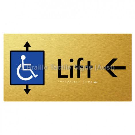 Braille Sign Accessible Lift w/ Large Arrow: L - Braille Tactile Signs Aust. - BTS96->L-aliG - Custom Signs - Fast Shipping - High Quality - Australian Made &amp; Owned