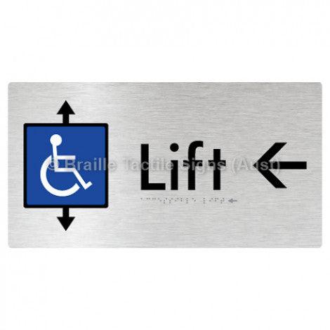 Braille Sign Accessible Lift w/ Large Arrow: L - Braille Tactile Signs Aust. - BTS96->L-aliB - Custom Signs - Fast Shipping - High Quality - Australian Made &amp; Owned