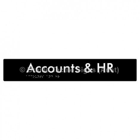 Braille Sign Accounts & HR - Braille Tactile Signs Aust. - BTS328-blk - Custom Signs - Fast Shipping - High Quality - Australian Made &amp; Owned