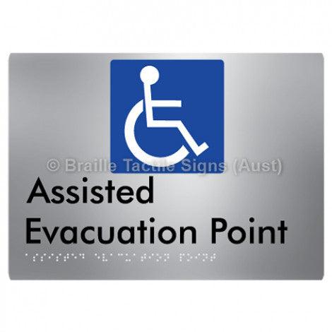 Braille Sign Assisted Evacuation Point - Braille Tactile Signs Aust. - BTS240-aliS - Custom Signs - Fast Shipping - High Quality - Australian Made &amp; Owned