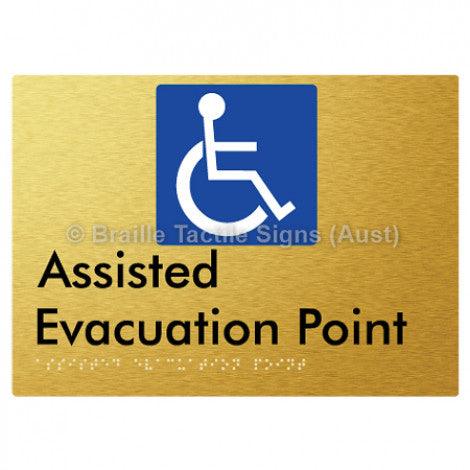 Braille Sign Assisted Evacuation Point - Braille Tactile Signs Aust. - BTS240-aliG - Custom Signs - Fast Shipping - High Quality - Australian Made &amp; Owned