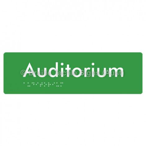 Braille Sign Auditorium - Braille Tactile Signs Aust. - BTS86-grn - Custom Signs - Fast Shipping - High Quality - Australian Made &amp; Owned