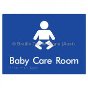 Braille Sign Baby Care Room - Braille Tactile Signs Aust. - BTS130- blu - Custom Signs - Fast Shipping - High Quality - Australian Made &amp; Owned