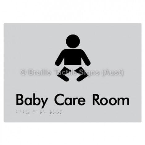 Braille Sign Baby Care Room - Braille Tactile Signs Aust. - BTS130- slv - Custom Signs - Fast Shipping - High Quality - Australian Made &amp; Owned