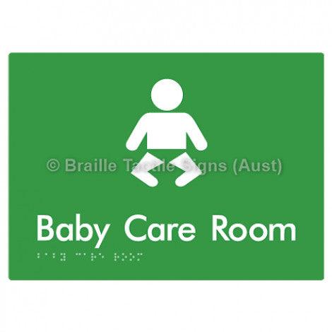 Braille Sign Baby Care Room - Braille Tactile Signs Aust. - BTS130- grn - Custom Signs - Fast Shipping - High Quality - Australian Made &amp; Owned