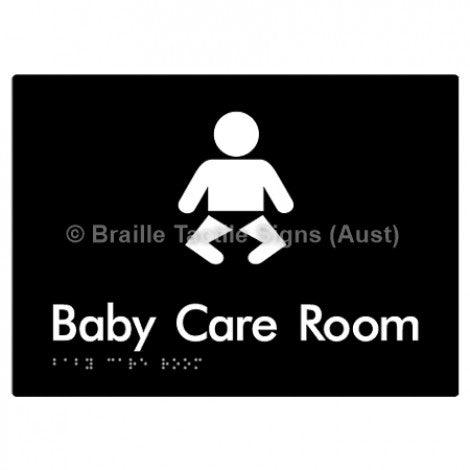 Braille Sign Baby Care Room - Braille Tactile Signs Aust. - BTS130- blk - Custom Signs - Fast Shipping - High Quality - Australian Made &amp; Owned