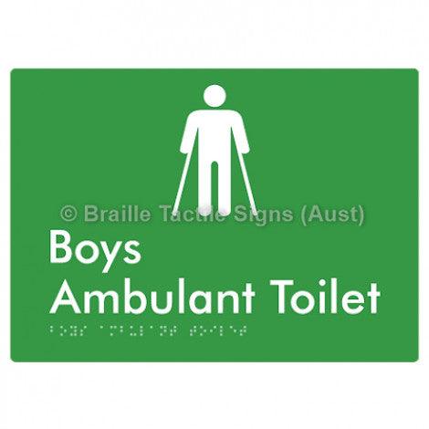 Braille Sign Boys Ambulant Toilet - Braille Tactile Signs Aust. - BTS342-grn - Custom Signs - Fast Shipping - High Quality - Australian Made &amp; Owned