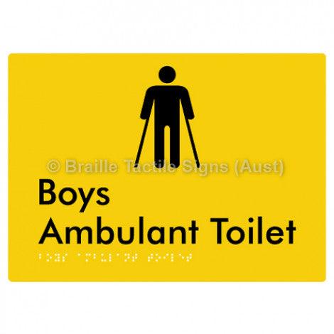 Braille Sign Boys Ambulant Toilet - Braille Tactile Signs Aust. - BTS342-yel - Custom Signs - Fast Shipping - High Quality - Australian Made &amp; Owned