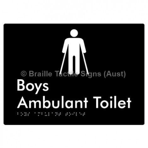 Braille Sign Boys Ambulant Toilet - Braille Tactile Signs Aust. - BTS342-blk - Custom Signs - Fast Shipping - High Quality - Australian Made &amp; Owned