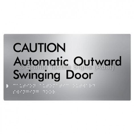 Braille Sign CAUTION Automatic Outward Swinging Door - Braille Tactile Signs Aust. - BTS146-aliS - Custom Signs - Fast Shipping - High Quality - Australian Made &amp; Owned