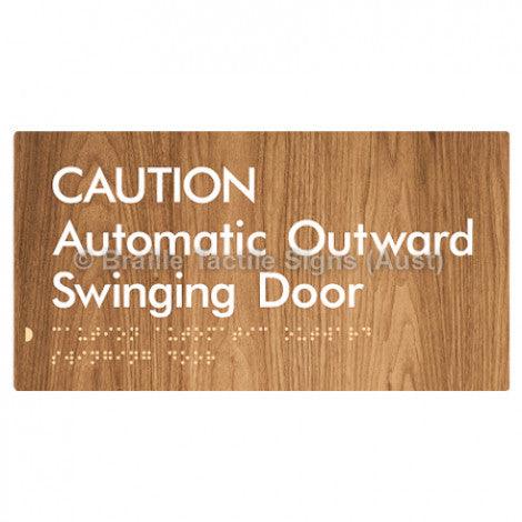 Braille Sign CAUTION Automatic Outward Swinging Door - Braille Tactile Signs Aust. - BTS146-wdg - Custom Signs - Fast Shipping - High Quality - Australian Made &amp; Owned