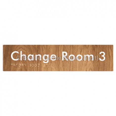 Braille Sign Change Room 3 - Braille Tactile Signs Aust. - BTS134-03-wdg - Custom Signs - Fast Shipping - High Quality - Australian Made &amp; Owned