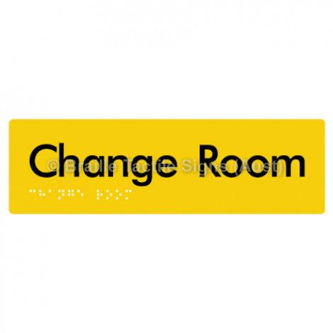 Braille Sign Change Room - Braille Tactile Signs Aust. - BTS134-yel - Custom Signs - Fast Shipping - High Quality - Australian Made &amp; Owned