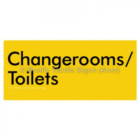 Braille Sign Changerooms/Toilets - Braille Tactile Signs Aust. - BTS53-yel - Custom Signs - Fast Shipping - High Quality - Australian Made &amp; Owned