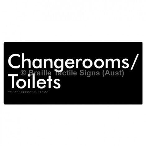 Braille Sign Changerooms/Toilets - Braille Tactile Signs Aust. - BTS53-blk - Custom Signs - Fast Shipping - High Quality - Australian Made &amp; Owned