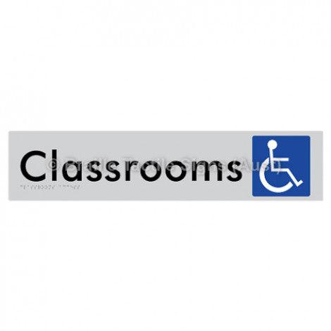 Braille Sign Classrooms Access - Braille Tactile Signs Aust. - BTS192-slv - Custom Signs - Fast Shipping - High Quality - Australian Made &amp; Owned