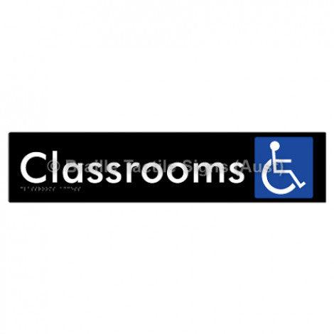 Braille Sign Classrooms Access - Braille Tactile Signs Aust. - BTS192-blk - Custom Signs - Fast Shipping - High Quality - Australian Made &amp; Owned