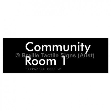 Braille Sign Community Room 1 - Braille Tactile Signs Aust. - BTS252-01-blk - Custom Signs - Fast Shipping - High Quality - Australian Made &amp; Owned