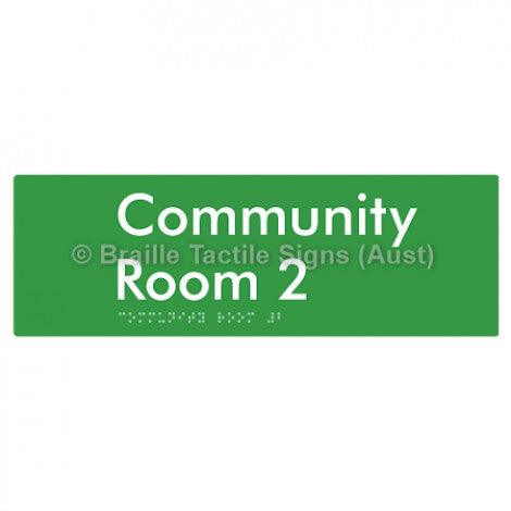 Braille Sign Community Room 2 - Braille Tactile Signs Aust. - BTS252-02-grn - Custom Signs - Fast Shipping - High Quality - Australian Made &amp; Owned