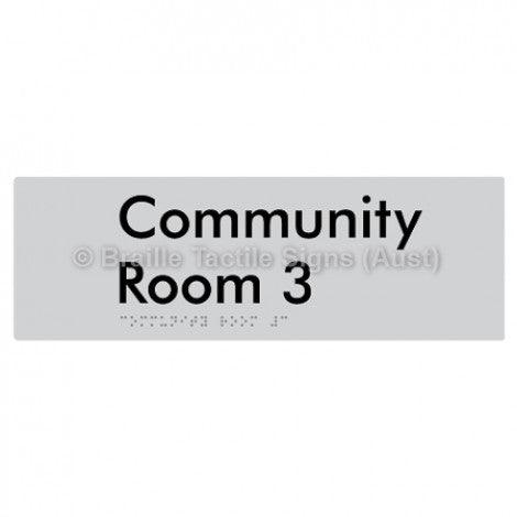 Braille Sign Community Room 3 - Braille Tactile Signs Aust. - BTS252-03-blu - Custom Signs - Fast Shipping - High Quality - Australian Made &amp; Owned