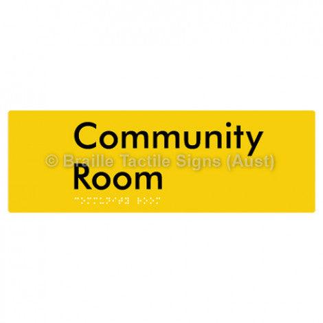 Braille Sign Community Room - Braille Tactile Signs Aust. - BTS252-yel - Custom Signs - Fast Shipping - High Quality - Australian Made &amp; Owned