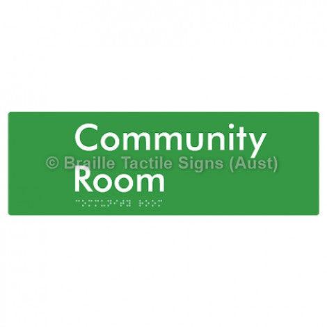 Braille Sign Community Room - Braille Tactile Signs Aust. - BTS252-grn - Custom Signs - Fast Shipping - High Quality - Australian Made &amp; Owned