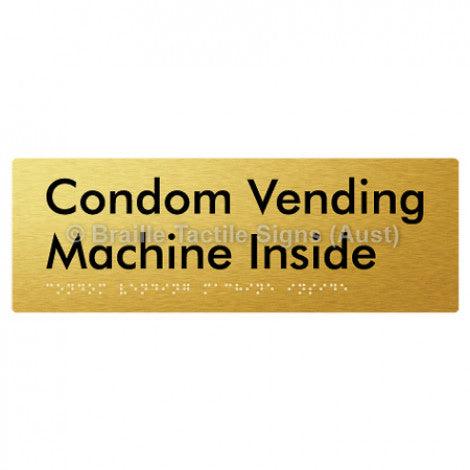 Braille Sign Condom Vending Machine Inside - Braille Tactile Signs Aust. - BTS361-aliG - Custom Signs - Fast Shipping - High Quality - Australian Made &amp; Owned