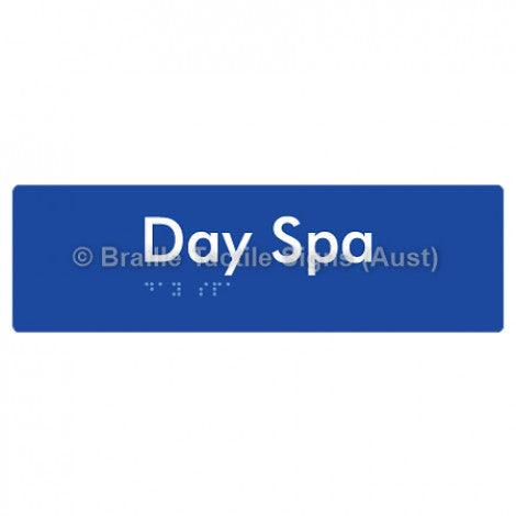 Braille Sign Day Spa - Braille Tactile Signs Aust. - BTS227-blu - Custom Signs - Fast Shipping - High Quality - Australian Made &amp; Owned