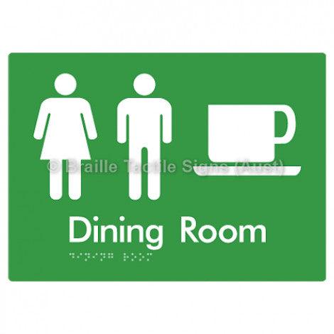 Braille Sign Dining Room - Braille Tactile Signs Aust. - BTS115-grn - Custom Signs - Fast Shipping - High Quality - Australian Made &amp; Owned