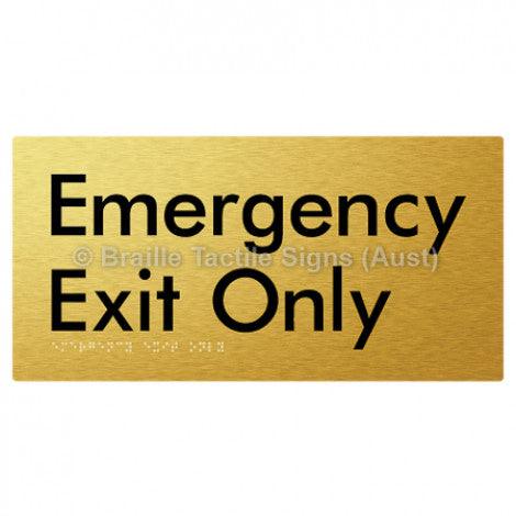 Braille Sign Emergency Exit Only - Braille Tactile Signs Aust. - BTS54-aliG - Custom Signs - Fast Shipping - High Quality - Australian Made &amp; Owned
