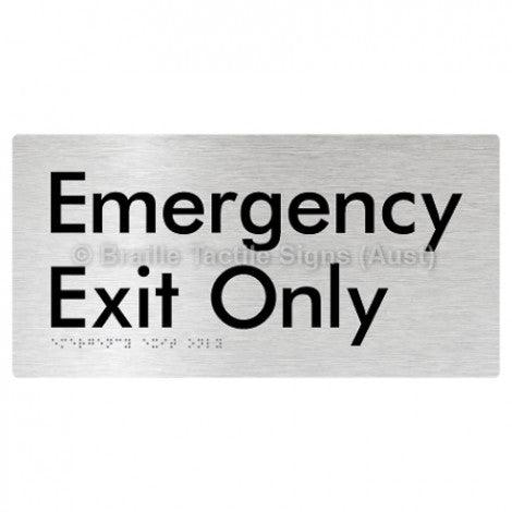 Braille Sign Emergency Exit Only - Braille Tactile Signs Aust. - BTS54-aliB - Custom Signs - Fast Shipping - High Quality - Australian Made &amp; Owned