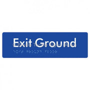 Braille Sign Exit Ground - Braille Tactile Signs Aust. - BTS278-GF-blu - Custom Signs - Fast Shipping - High Quality - Australian Made &amp; Owned