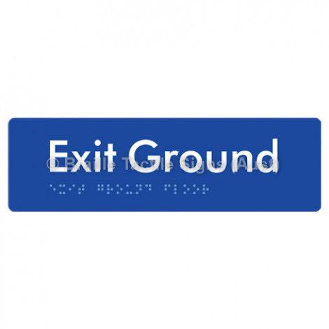 Braille Sign Exit Ground - Braille Tactile Signs Aust. - BTS278-GF-blu - Custom Signs - Fast Shipping - High Quality - Australian Made &amp; Owned