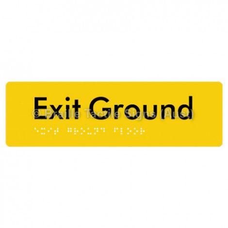 Braille Sign Exit Ground - Braille Tactile Signs Aust. - BTS278-GF-yel - Custom Signs - Fast Shipping - High Quality - Australian Made &amp; Owned