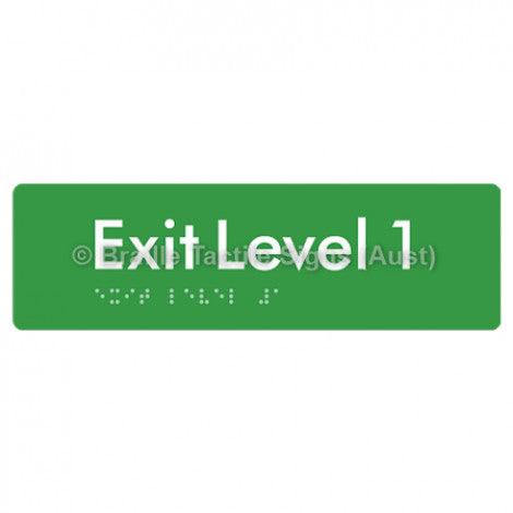 Braille Sign Exit Level 1 - Braille Tactile Signs Aust. - BTS278-01-grn - Custom Signs - Fast Shipping - High Quality - Australian Made &amp; Owned