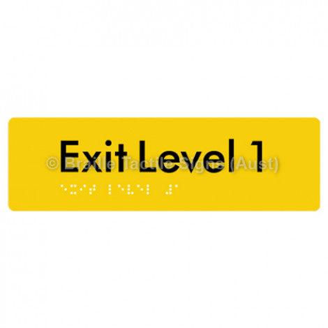 Braille Sign Exit Level 1 - Braille Tactile Signs Aust. - BTS278-01-yel - Custom Signs - Fast Shipping - High Quality - Australian Made &amp; Owned