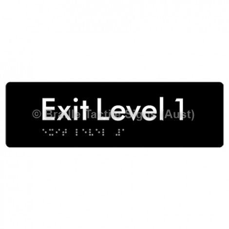 Braille Sign Exit Level 1 - Braille Tactile Signs Aust. - BTS278-01-blk - Custom Signs - Fast Shipping - High Quality - Australian Made &amp; Owned