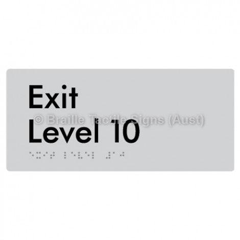 Braille Sign Exit Level 10 - Braille Tactile Signs Aust. - BTS270-10-slv - Custom Signs - Fast Shipping - High Quality - Australian Made &amp; Owned