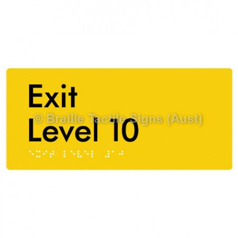 Braille Sign Exit Level 10 - Braille Tactile Signs Aust. - BTS270-10-yel - Custom Signs - Fast Shipping - High Quality - Australian Made &amp; Owned