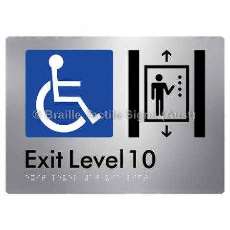 Braille Sign Exit Level 10 Via Lift - Braille Tactile Signs Aust. - BTS271-10-aliS - Custom Signs - Fast Shipping - High Quality - Australian Made &amp; Owned