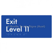 Braille Sign Exit Level 11 - Braille Tactile Signs Aust. - BTS270-11-blu - Custom Signs - Fast Shipping - High Quality - Australian Made &amp; Owned