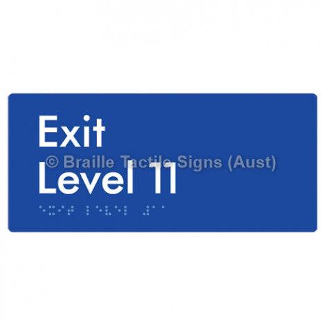 Braille Sign Exit Level 11 - Braille Tactile Signs Aust. - BTS270-11-blu - Custom Signs - Fast Shipping - High Quality - Australian Made &amp; Owned