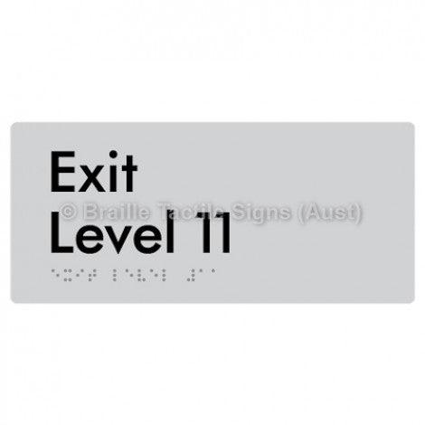 Braille Sign Exit Level 11 - Braille Tactile Signs Aust. - BTS270-11-slv - Custom Signs - Fast Shipping - High Quality - Australian Made &amp; Owned