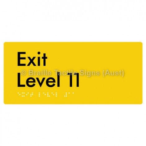 Braille Sign Exit Level 11 - Braille Tactile Signs Aust. - BTS270-11-yel - Custom Signs - Fast Shipping - High Quality - Australian Made &amp; Owned
