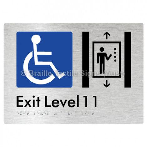 Braille Sign Exit Level 11 Via Lift - Braille Tactile Signs Aust. - BTS271-11-aliB - Custom Signs - Fast Shipping - High Quality - Australian Made &amp; Owned