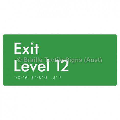 Braille Sign Exit Level 12 - Braille Tactile Signs Aust. - BTS270-12-grn - Custom Signs - Fast Shipping - High Quality - Australian Made &amp; Owned