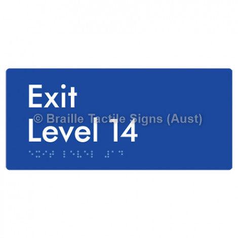 Braille Sign Exit Level 14 - Braille Tactile Signs Aust. - BTS270-14-blu - Custom Signs - Fast Shipping - High Quality - Australian Made &amp; Owned